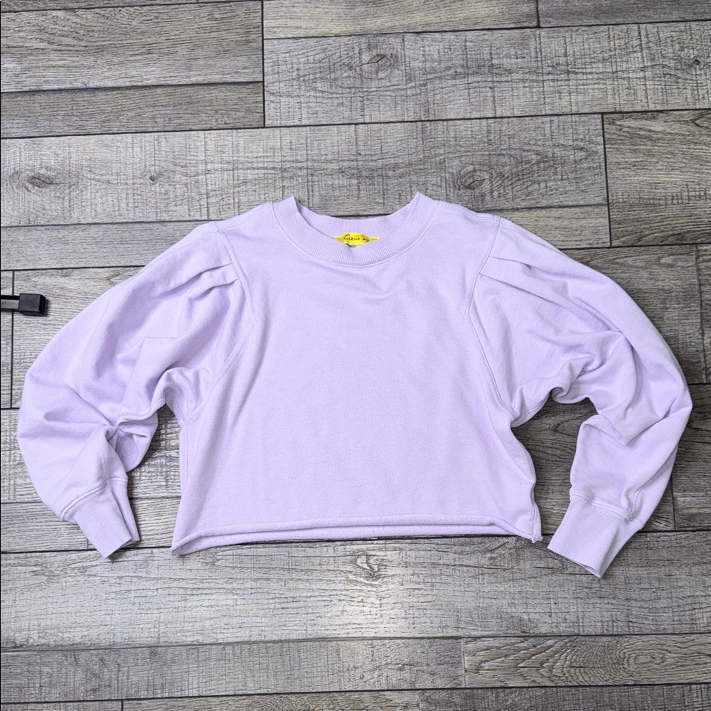 Circus NY Lavender Puff Sleeve Cropped Sweatshirt
